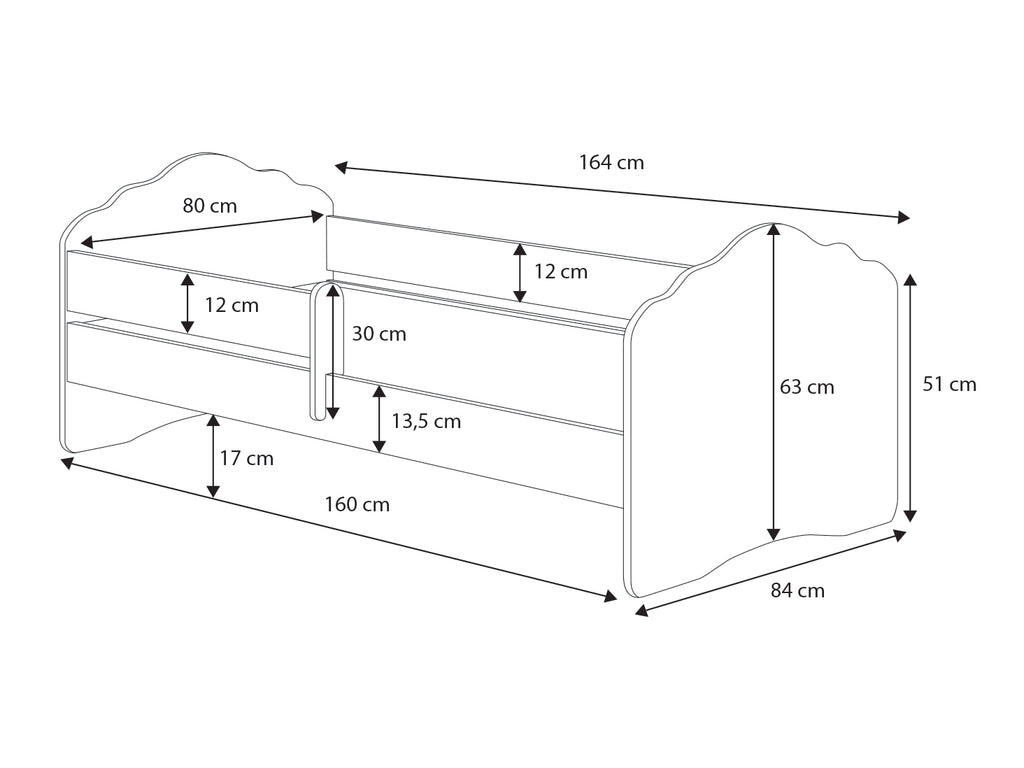 Wave single bed 160x80