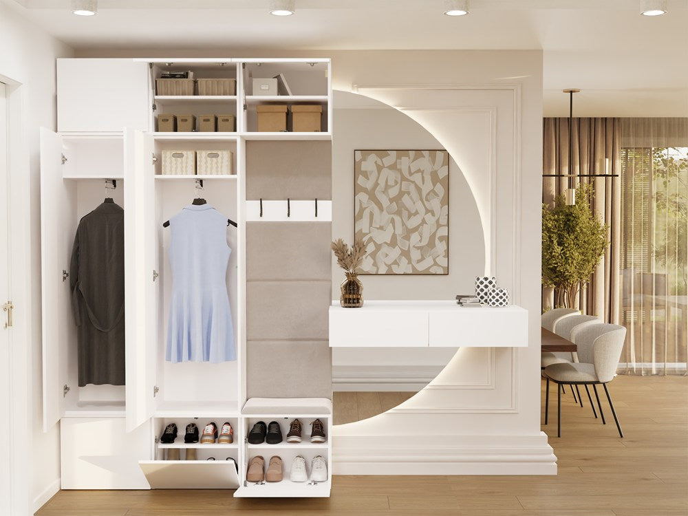 Előszobabútor HAGA III 2Sz1W fehér 2 szekrénnyel + Fogas
