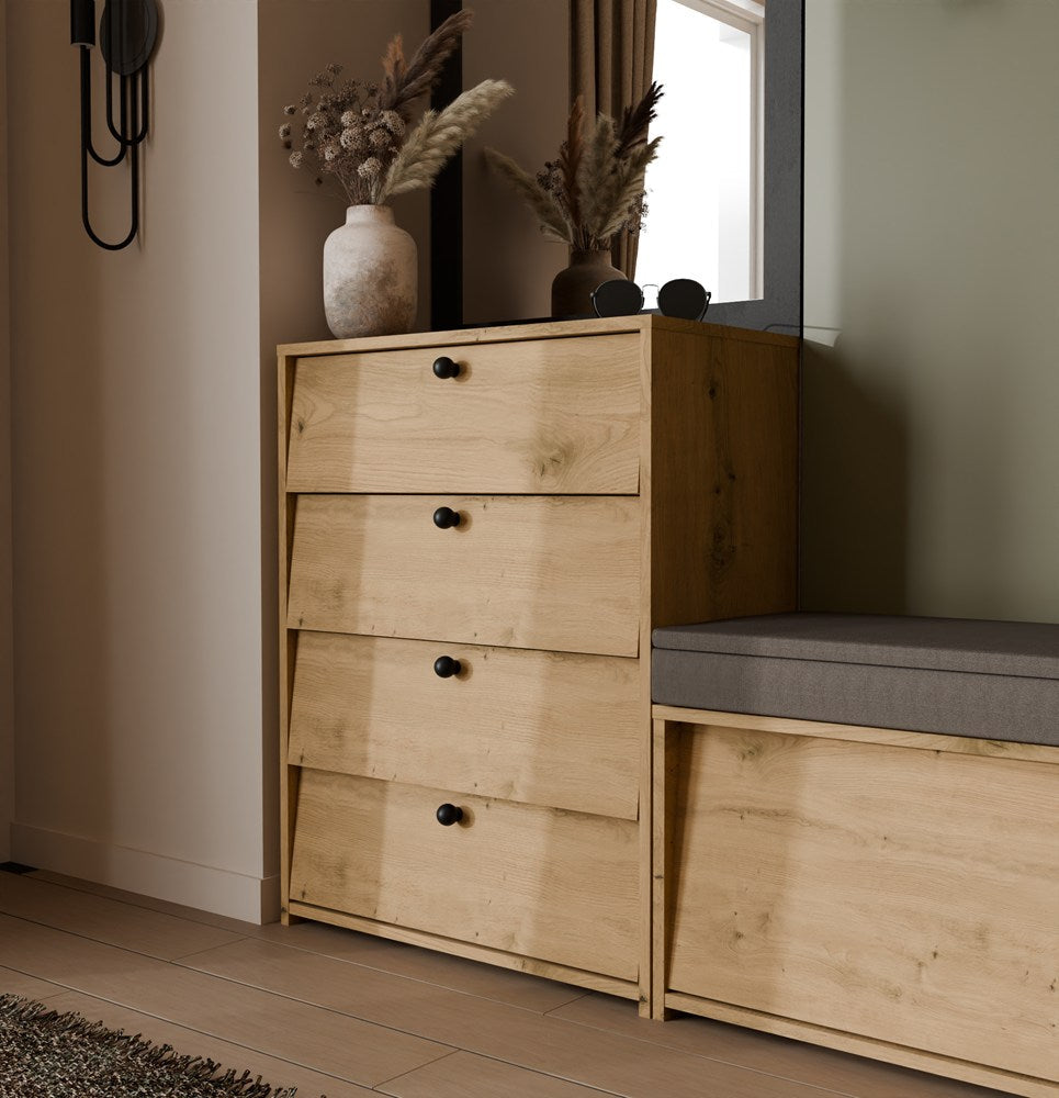 Cipősszekrény LOKA artisan tölgy 4 ajtós lenyíló 66 cm