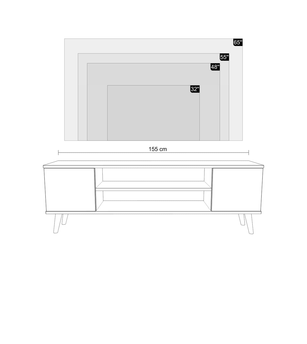 RTV Focus cabinet white 135 cm - Scandinavian