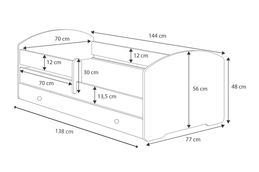 LUK children's bed 140x70 with drawer - Train