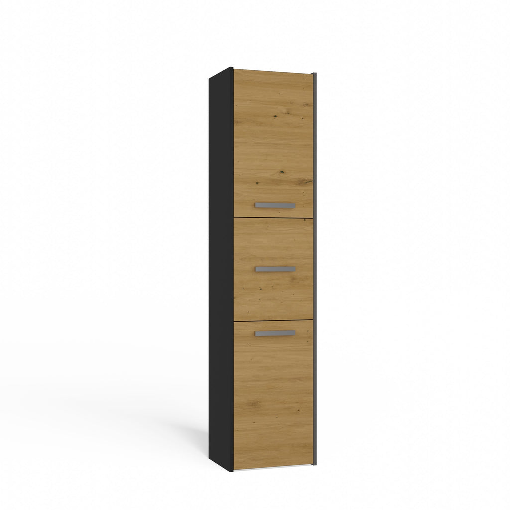 Fürdőszobai magas szekrény Sara S43 antracit artisan tölgy
