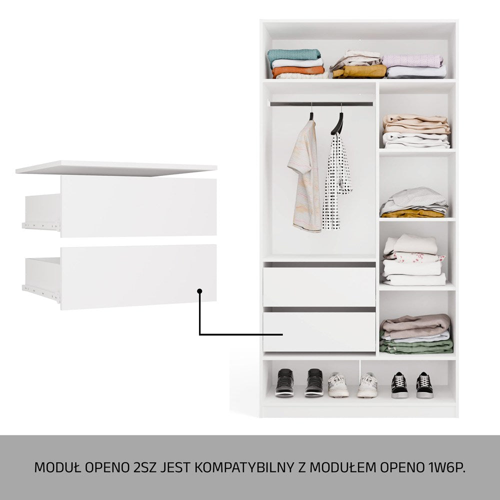 modul fiók OPENO 2SZ 2 fiókos fehér gardróbhoz