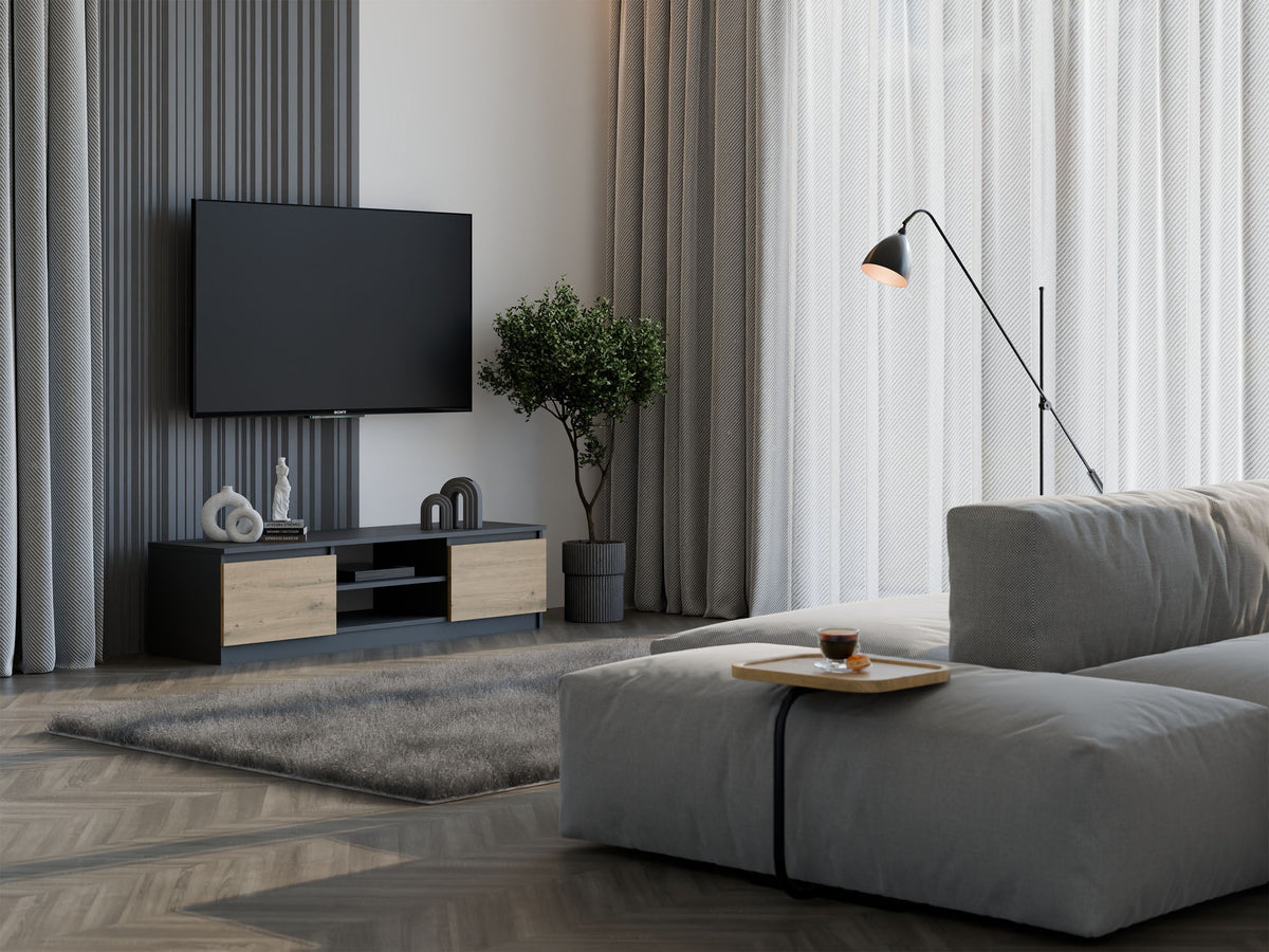 TV-szekrény Malwa 140 antracit artisan tölgy