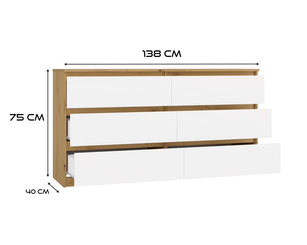 Komód Malwa M6 140 artisan tölgy fehér