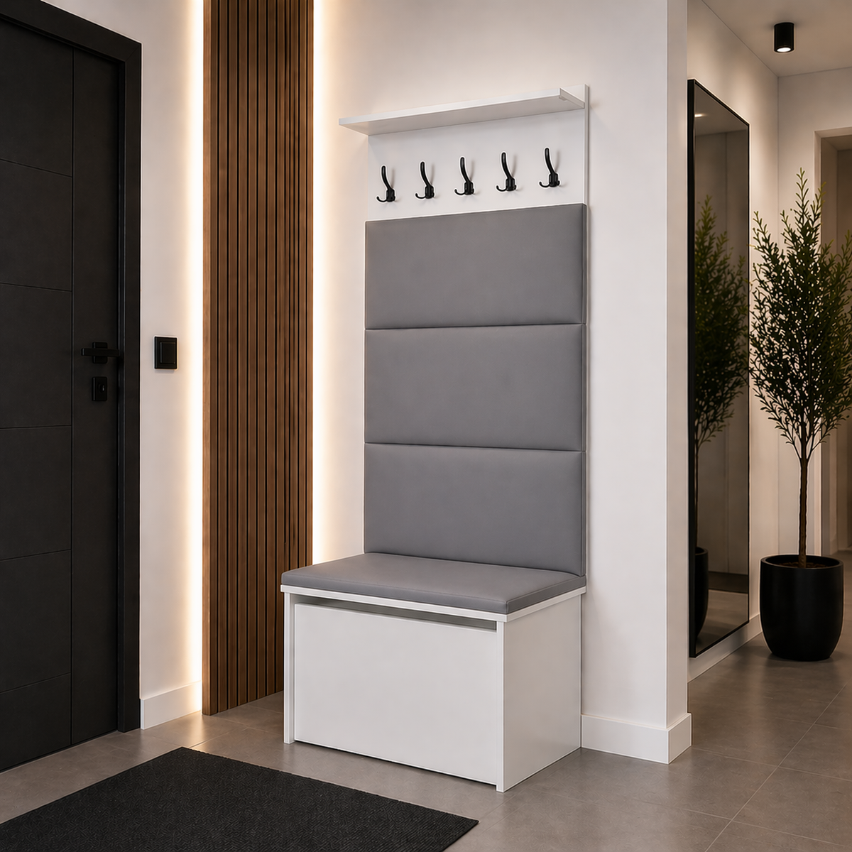 Shoe cabinet with seat and hanger ANDY