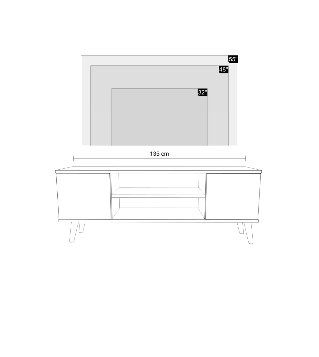 Focus RTV cabinet 135 cm oak gold Craft - white
