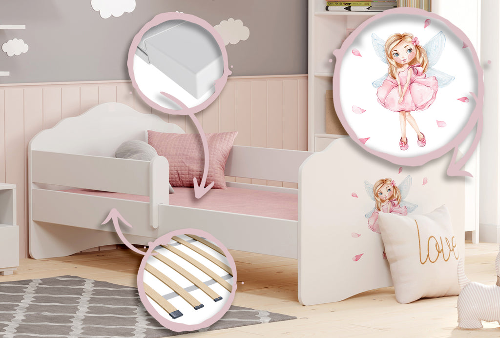 FALA children's bed 140x70 with railing - Girl with wings