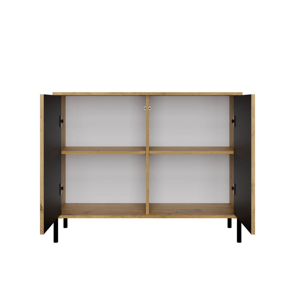 Komód KAMARO 2D SLIM artisan tölgy lamellás bordázott front