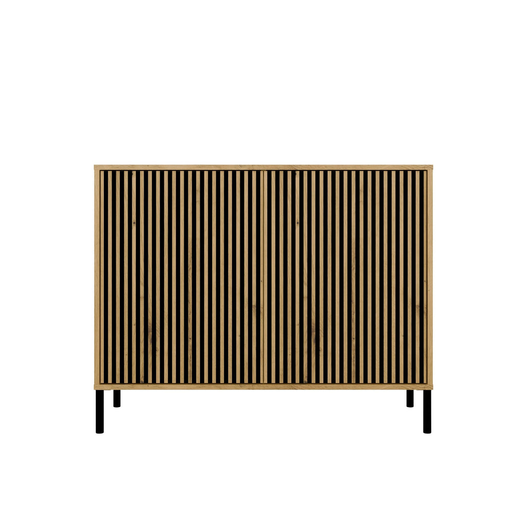 Komód KAMARO 2D SLIM artisan tölgy lamellás bordázott front