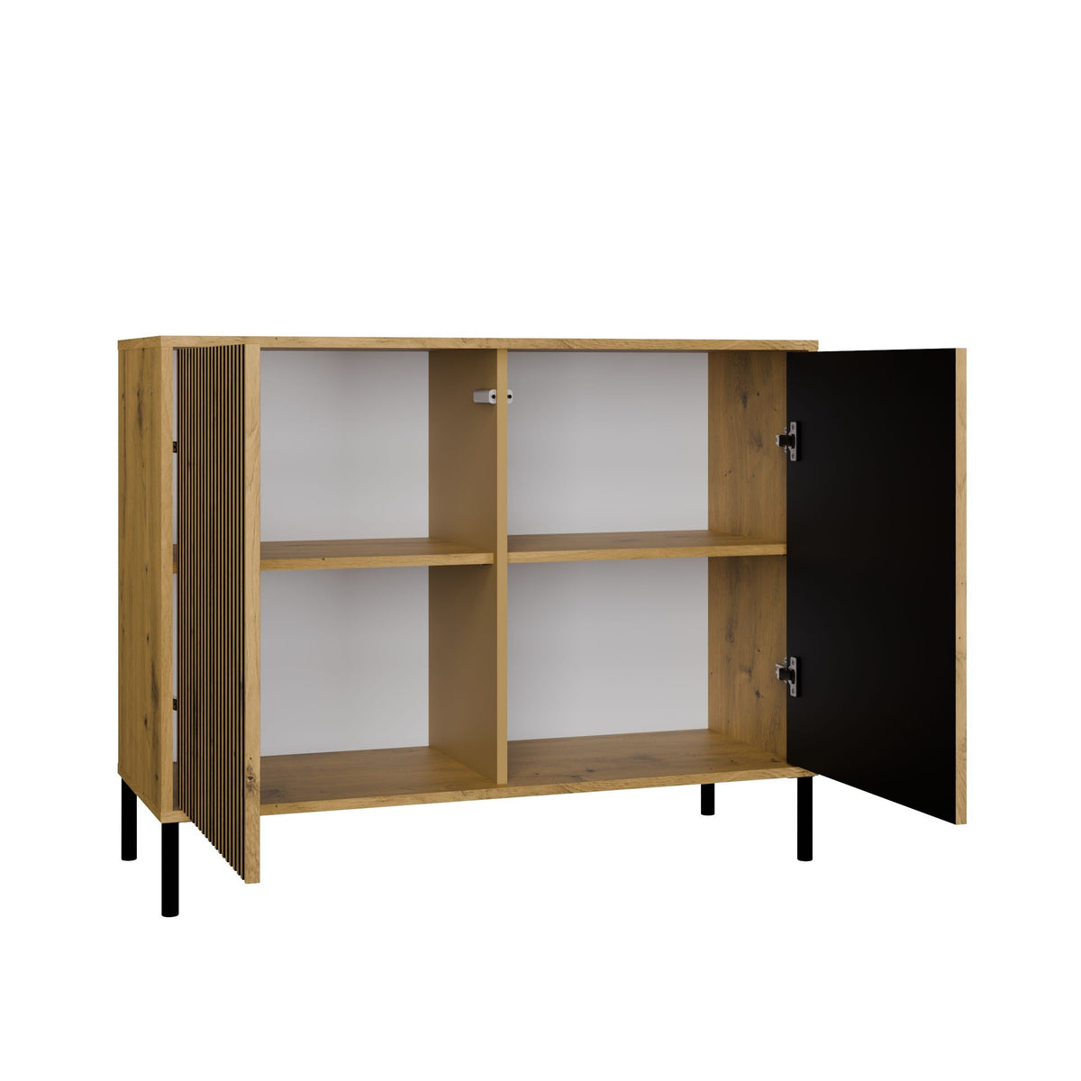 Komód KAMARO 2D SLIM artisan tölgy lamellás bordázott front