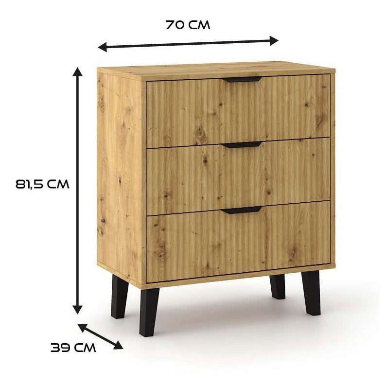 Komód Scandi 3S SLIM artisan tölgy