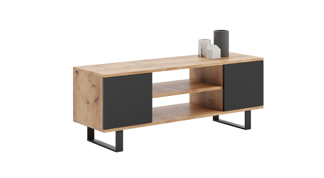 Focus RTV cabinet 135 cm - loft oak craft/black