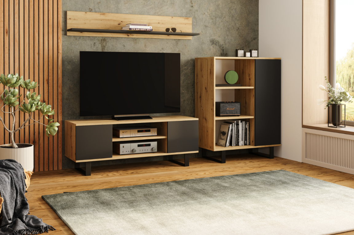 Shelf 100 cm - artisan oak / black