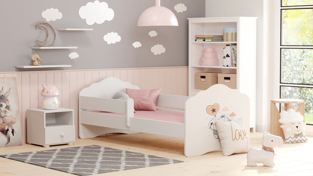 Wave single bed 160x80 with guard rail - Elephant
