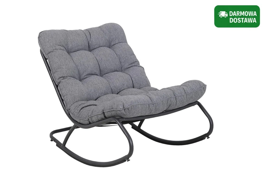 Hintaszék VIBE kerti párnával acél fekete szürke 115 cm