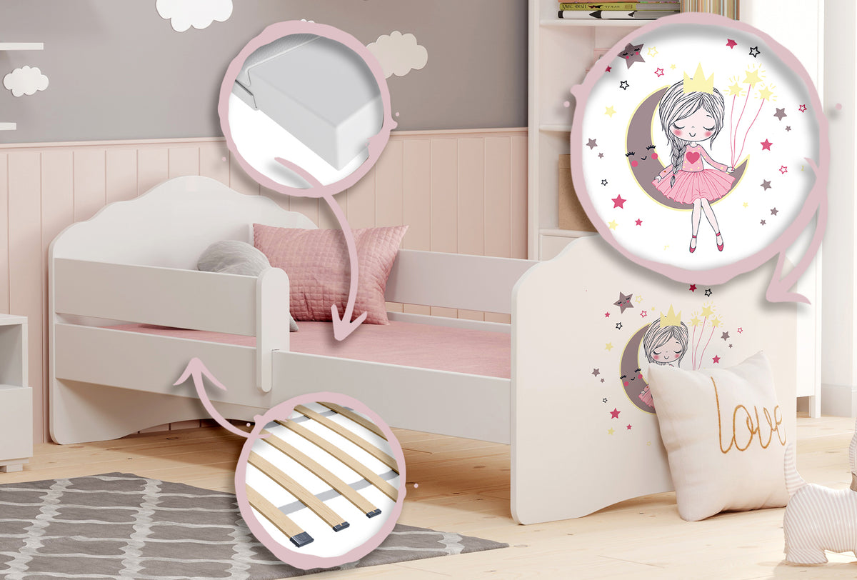 FALA 140x70 children's bed with railing - Sleeping princess