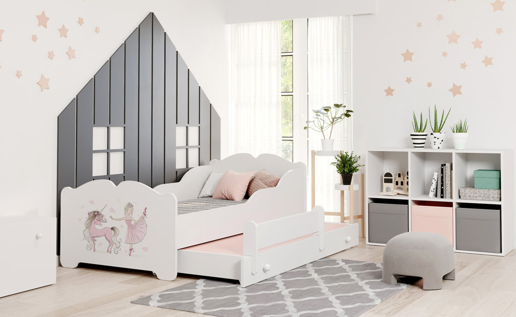 Double bed ANNA 160x80 Girl with unicorn
