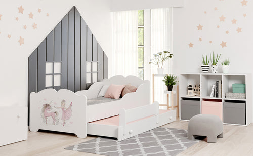 Double bed ANNA 160x80 Girl with unicorn
