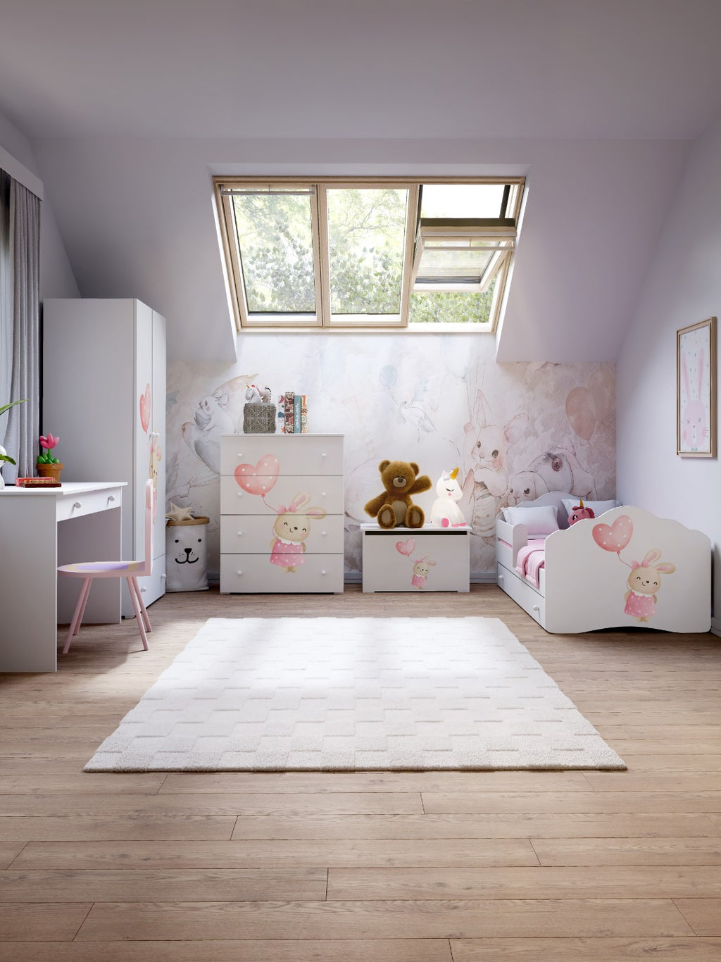 FALA gyerekágy 160x80 Bunny mintával, fiókkal