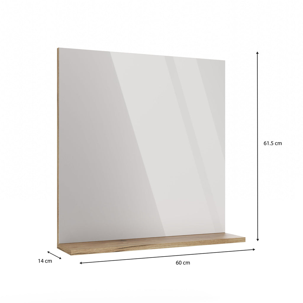 Fürdőszobai tükör polccal TIGO 60x61,5 cm Evoke tölgy