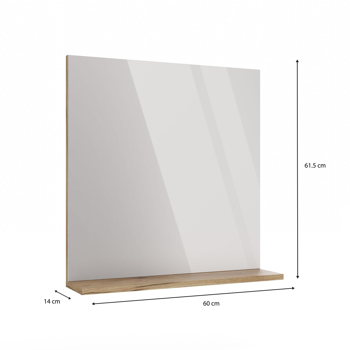Fürdőszobai tükör polccal TIGO 60x61,5 cm Evoke tölgy