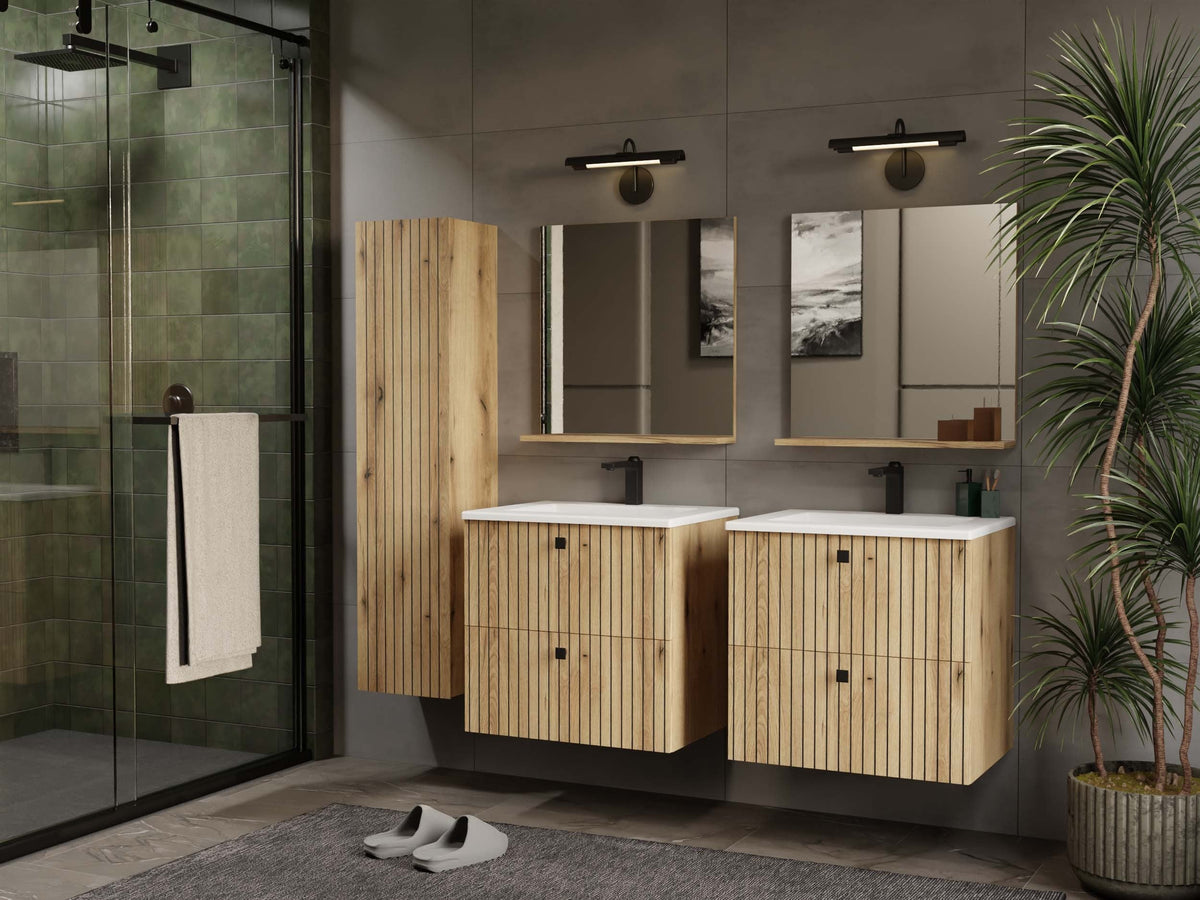 Mosdó alatti szekrény TIGO 60 2S Evoke tölgy bordázott front + mosdó