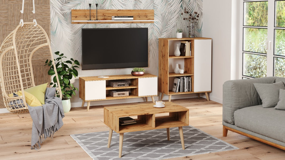 Bookcase Fondi - wooden legs