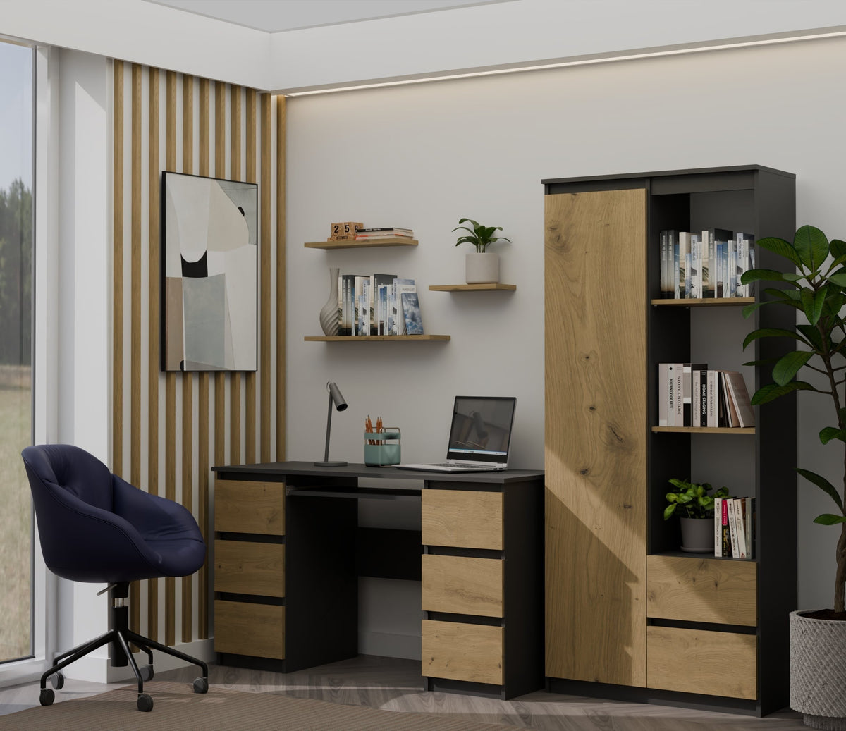 Polcos szekrény Bily RS-80 antracit artisan tölgy
