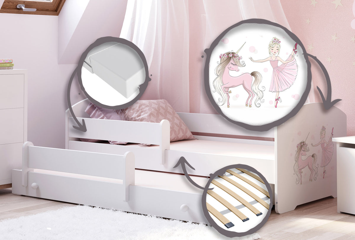 Double bed Luk 160x80 - Girl with unicorn