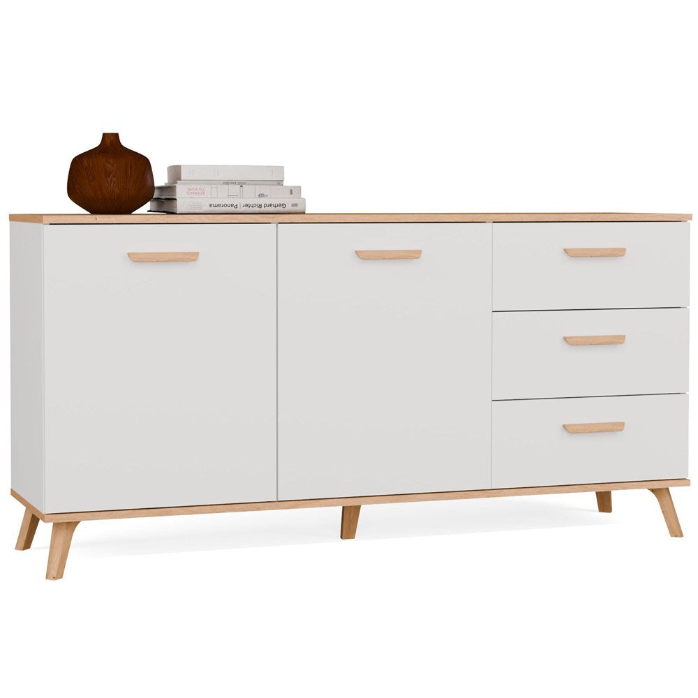 Komód OLYMPO 2D3S fehér / artisan tölgy 150 cm 3 fiókos 2 ajtós