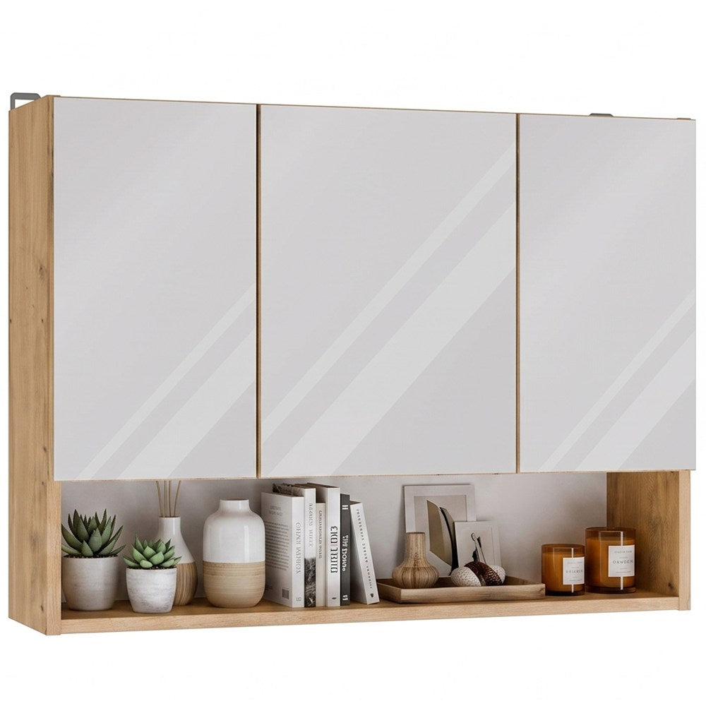 Fürdőszobaszekrény fali POLA 3DL/P artisan tölgy 80 cm 3 tükör polccal