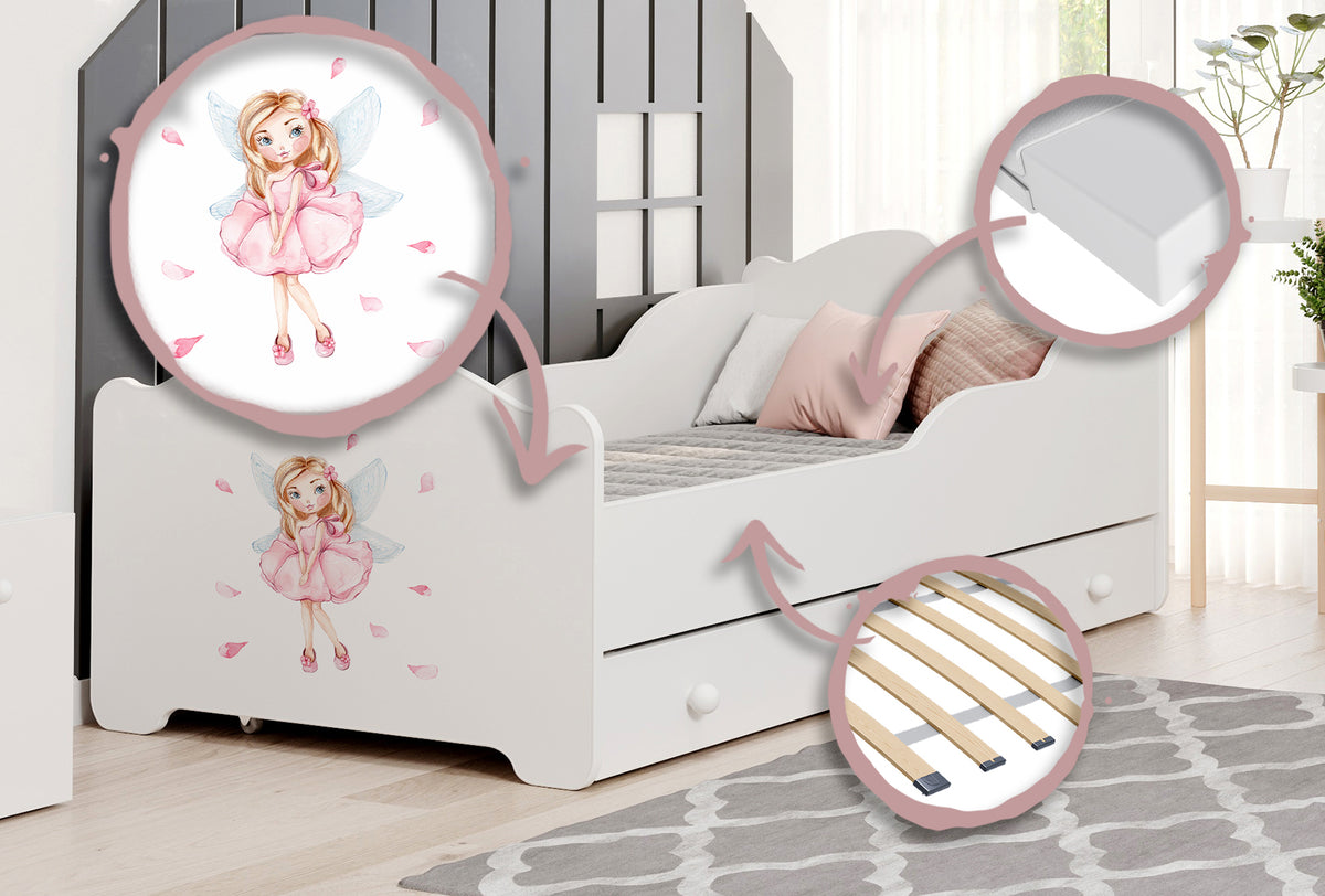 ANNA children's bed with drawer 160x80 Girl with wings