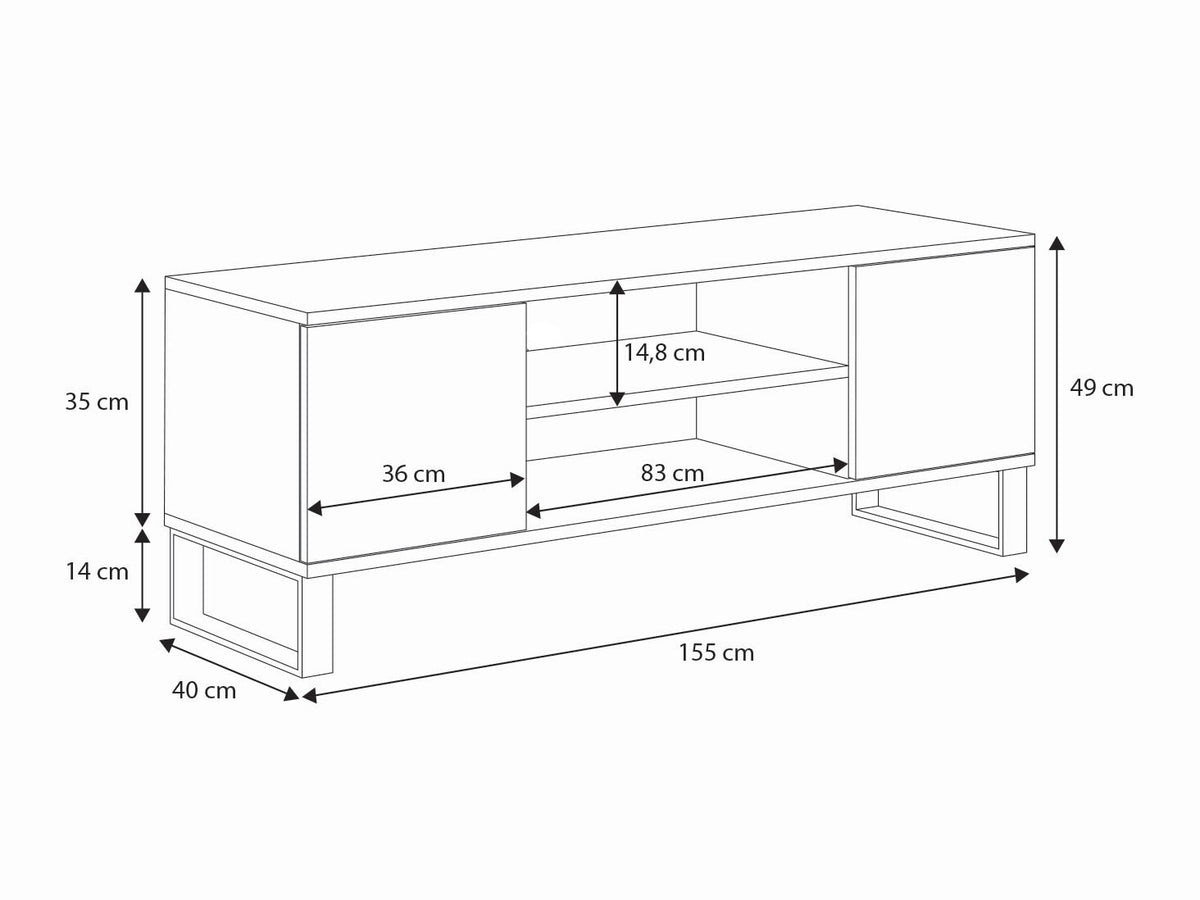 Focus loft RTV cabinet 155 cm - herringbone decor - oak craft