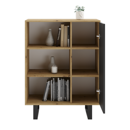 Display cabinet Fondi metal legs Oak artisan black