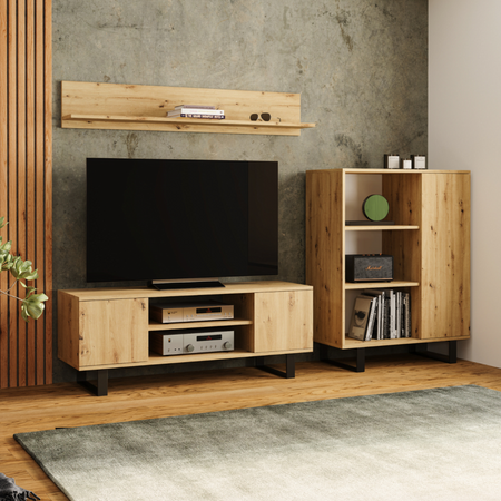 Bookcase Fondi metal legs Oak artisan