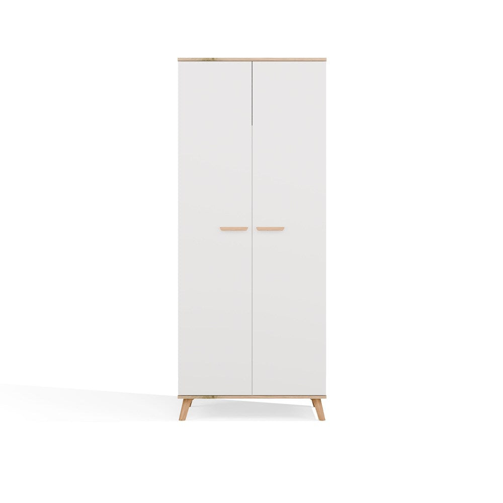 Szekrény Ubraniowa OLYMPO 2D fehér / artisan tölgy 80 cm Drążek 2 ajtós
