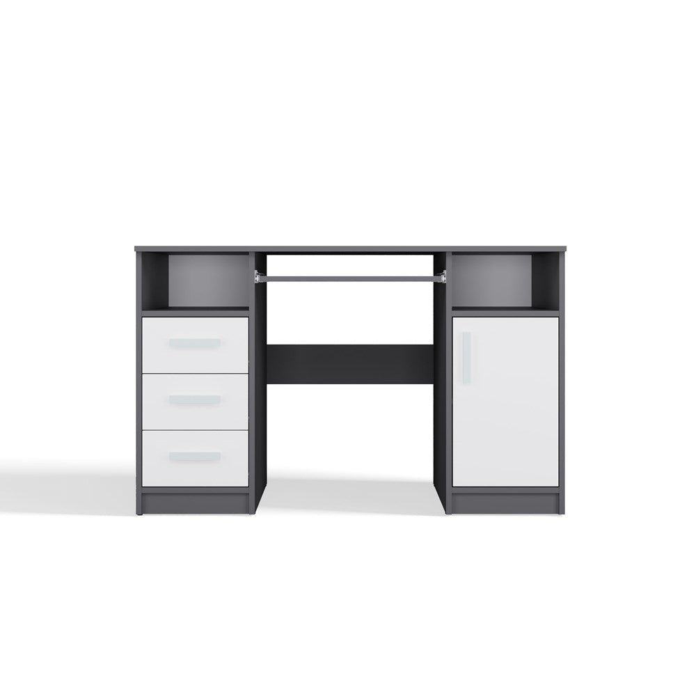 Íróasztal DELTA antracit/fehér 120 cm 3 fiókos polc