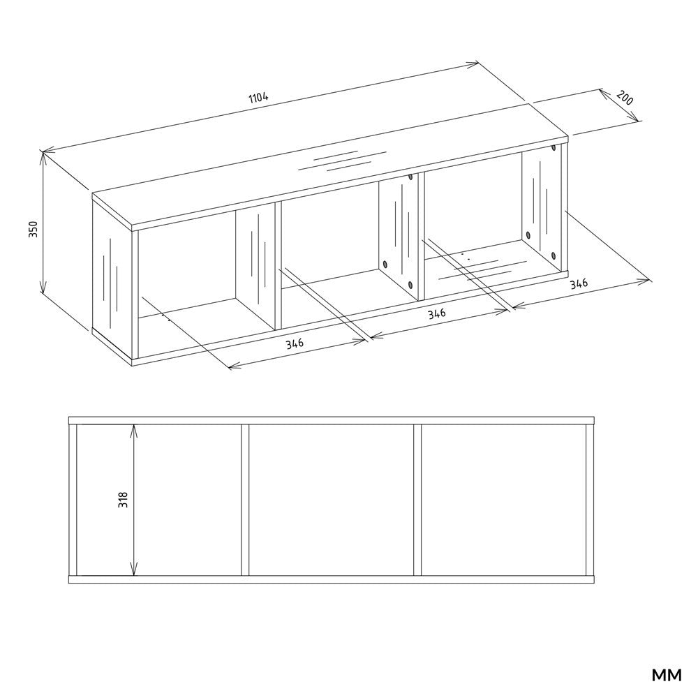 Fali polcos elem COBI 1X3 - Nowoczesna polc fali 3 Komory matt fehér