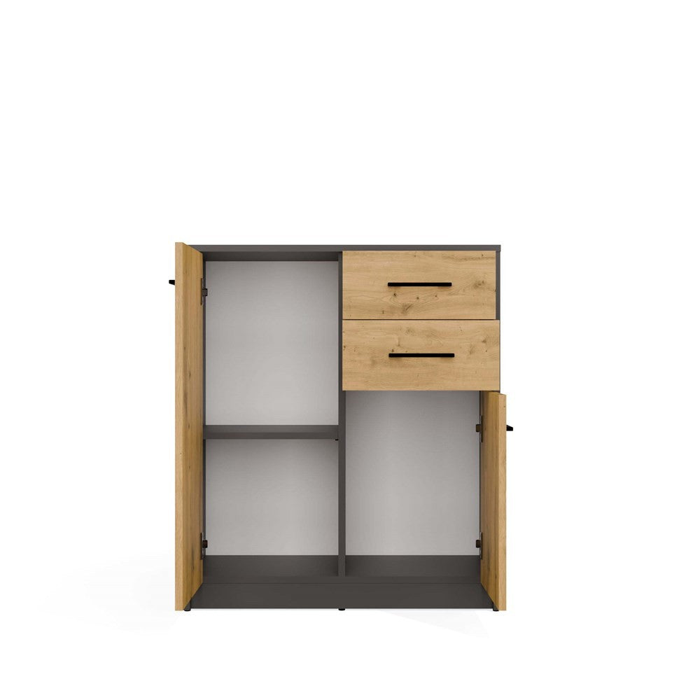 Komód SIMPLO 2D2S 2 fiókos 2 ajtós antracit artisan tölgy