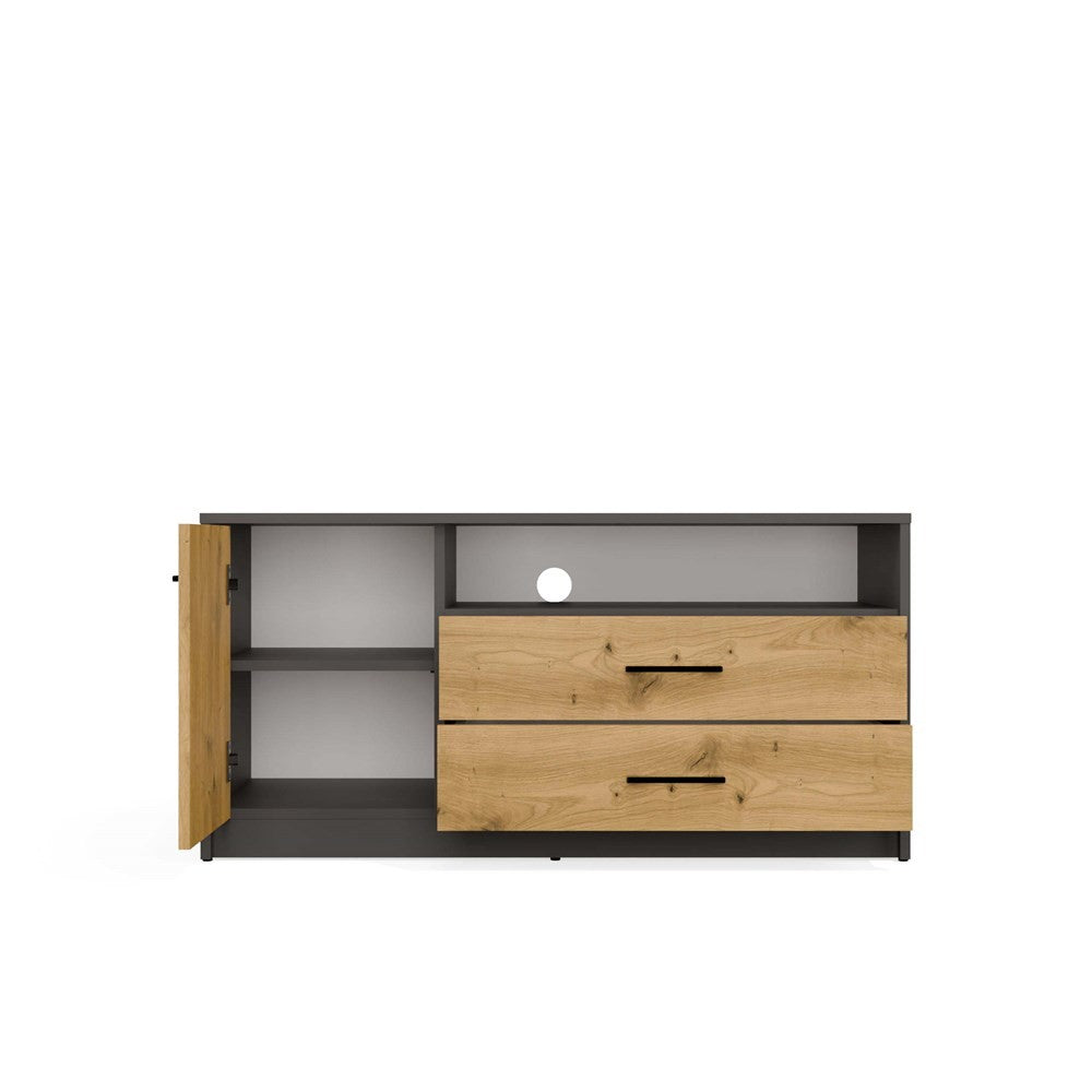 TV-szekrény SIMPLO 1D2S Kisasztal TV 2 fiókos 1 ajtós antracit artisan tölgy