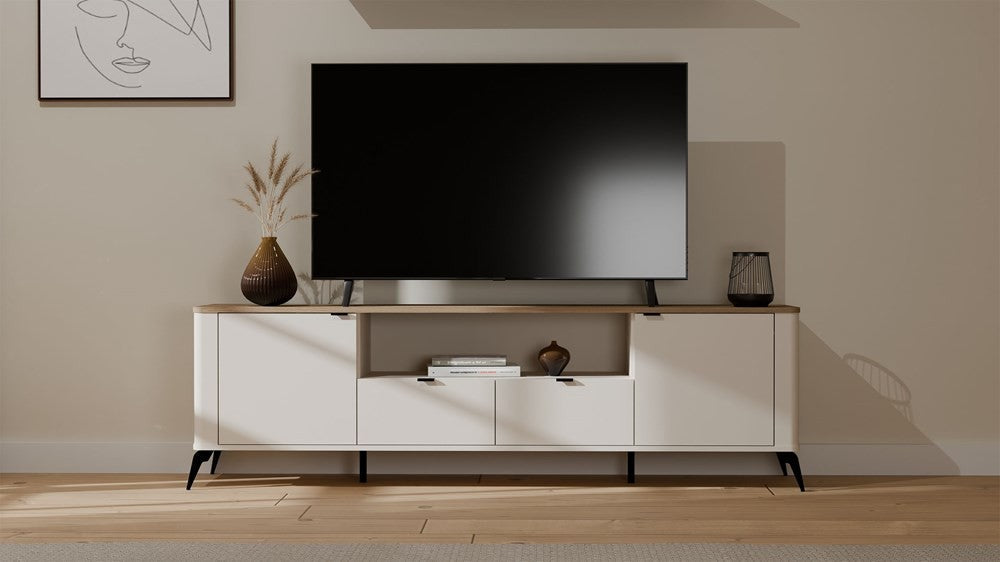 TV-szekrény CORDOBA 2D2S kasmír bézs Castello tölgy TV-szekrény 2 fiókos