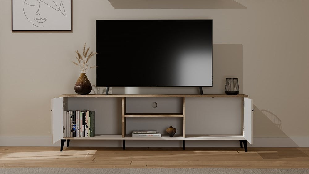 TV-szekrény POINT 2D kasmír bézs Castello tölgy TV-szekrény 2 ajtós