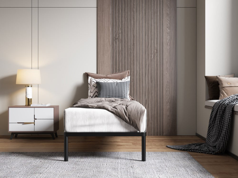 Ágykeret BED ALU 80x200 fém fa lécekkel fekete