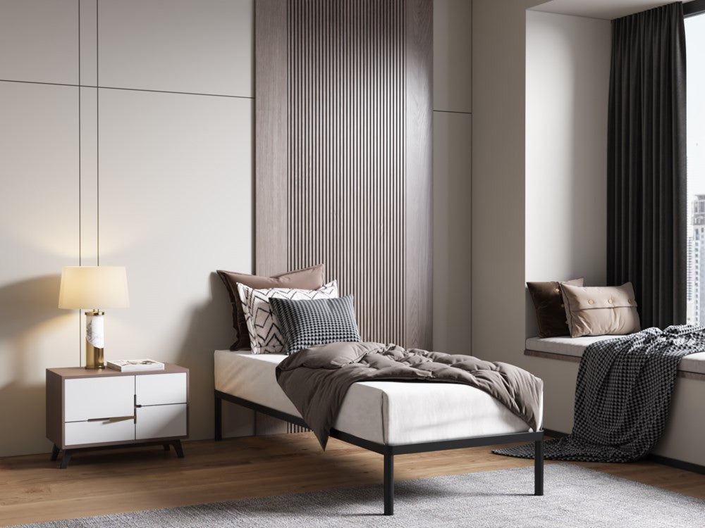Ágykeret BED ALU 80x200 fém fa lécekkel fekete