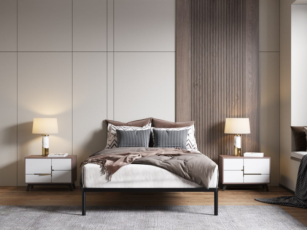 Ágykeret BED ALU 140x200 fém fa lécekkel fekete