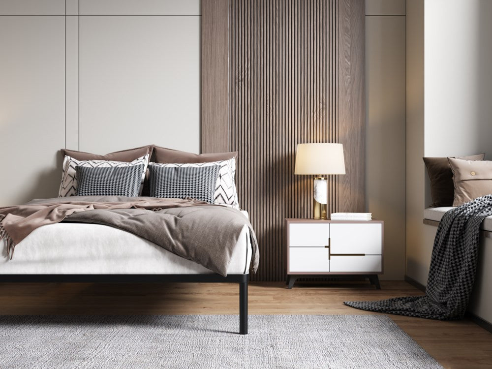 Ágykeret BED ALU 140x200 fém fa lécekkel fekete