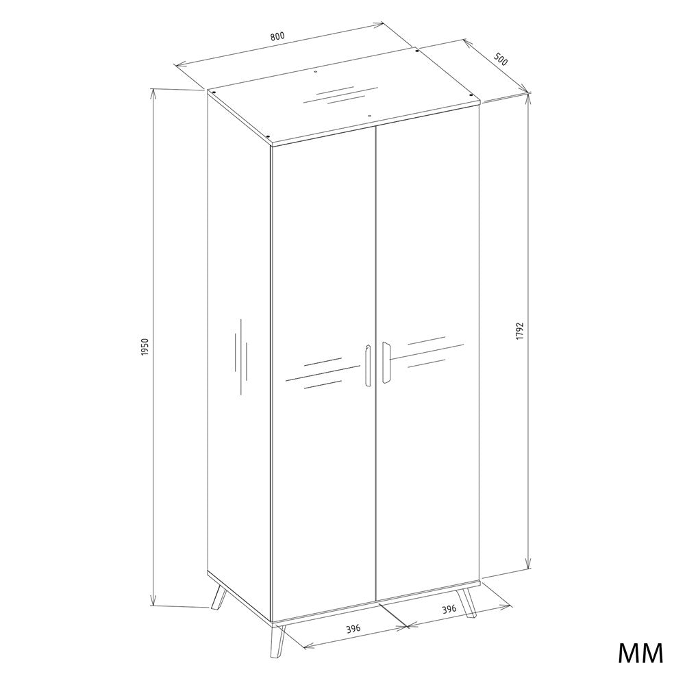 Szekrény Ubraniowa OLYMPO 2D fehér / artisan tölgy 80 cm Drążek 2 ajtós