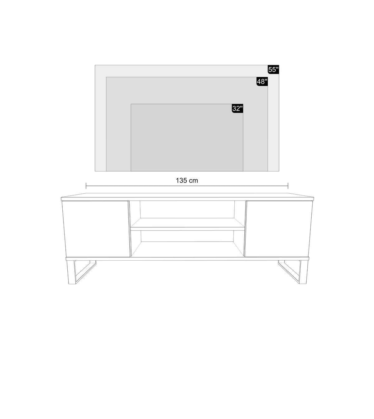 Focus loft RTV cabinet 135 cm - decor laths oak craft