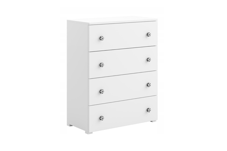 Emily white chest of drawers - football handles